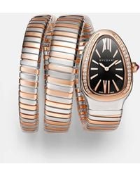 BVLGARI - Uhr Serpenti Tubogas Mit 18Kt Rosegold, Diamanten Und Rubellit - Lyst