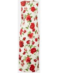 Carolina Herrera - Rose-print Column Dress - Lyst