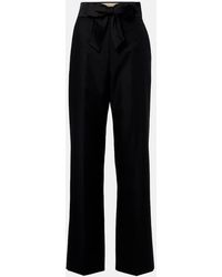 Valentino - Bow-Detail Wool And Mohair Straight Pants - Lyst