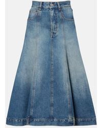Victoria Beckham - Denim Midi Skirt - Lyst