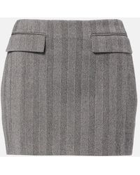 Ferragamo - Striped Wool-Blend Miniskirt - Lyst