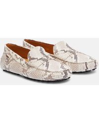 Tod's - Gommino Snake-Effect Leather Driving Shoes - Lyst