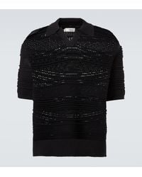 Commas - Crochet Cotton-Blend Polo Shirt - Lyst