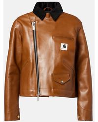 Sacai - X Carhartt Asymmetric Leather Jacket - Lyst