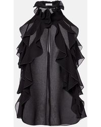 McQueen - Ruffled Silk Top - Lyst