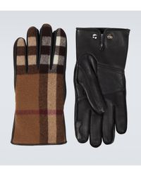 Burberry - Leather And Wool Gloves - Lyst