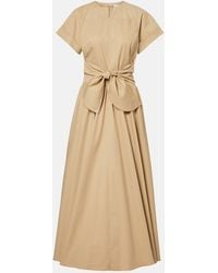 Patou - Gathered Cotton Midi Dress - Lyst