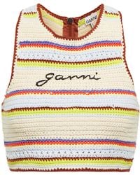 Ganni Striped Crochet Bikini Top - Multicolour