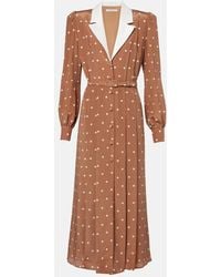 Alessandra Rich - Polka-Dot Silk Satin Shirt Dress - Lyst