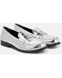 Tory Burch - Loafers Perry aus Metallic-Leder - Lyst
