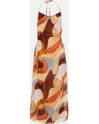Sir. The Label - Printed Cotton And Silk Midi Dress - Lyst