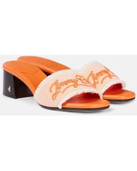 Jimmy Choo - Bestickte Pantoletten Joa 45 Aus Canvas - Lyst