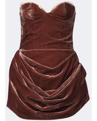 Magda Butrym - Crochet-Trimmed Ruched Velvet Minidress - Lyst