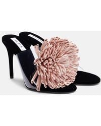 Alaïa - Floral-Applique Asymmetric Mules - Lyst