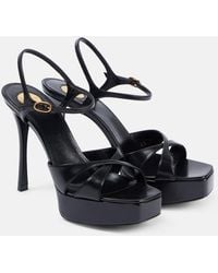 Saint Laurent - Debbie 85 Leather Platform Sandals - Lyst