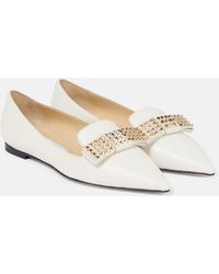Jimmy Choo - Gala Embellished Leather Ballet Flats - Lyst