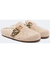 Burberry - Urchin Shearling-Lined Suede Clogs - Lyst