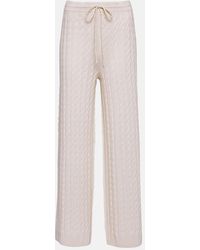Totême - Pantalones anchos en punto trenzado de lana - Lyst