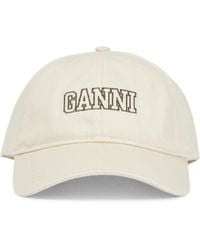 Ganni Logo Embroidered Cotton Twill Cap - Multicolor