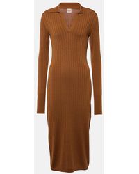 Tod's - Ribbed-Knit Silk And Cotton Midi Dress - Lyst