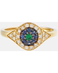 Ileana Makri - Cats Eye 18kt Gold Ring With Diamonds, Sapphires And Tsavorite - Lyst