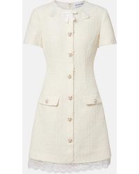 Self-Portrait - Lace-Trimmed Boucle Minidress - Lyst