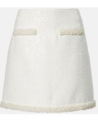 Self-Portrait - Faux Pearl-Trimmed Boucle Miniskirt - Lyst