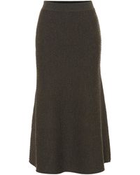 Victoria Beckham Wool Knit Midi Skirt - Green
