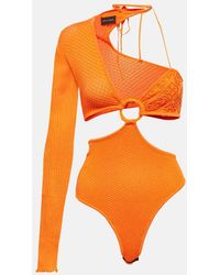 Roberta Einer - Legato Asymmetrical Cotton-Blend Bodysuit - Lyst