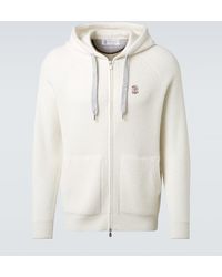 Brunello Cucinelli - Ribbed-Knit Cashmere Zip-Up Hoodie - Lyst