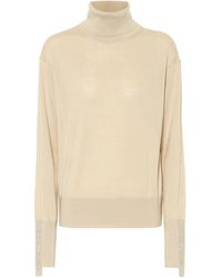 Burberry Merino-wool And Silk Turtleneck Sweater - Natural