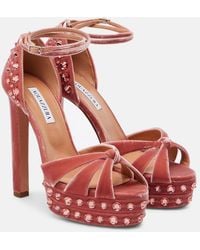 Aquazzura - Cosmic Love 130 Velvet Platform Sandals - Lyst