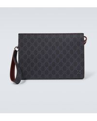 Gucci - GG Canvas Leather-trimmed Pouch - Lyst