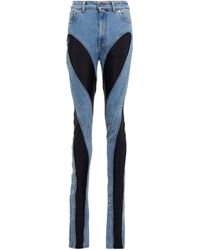 Mugler Denim Bi-material Spiral Jean in Blue - Save 9% | Lyst