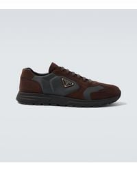 Prada - Suede-Trimmed Sneakers - Lyst