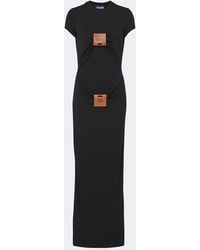 Jean Paul Gaultier - Vestido Largo De Jersey Con Piel - Lyst