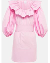 Patou - Puff-sleeve Cotton Minidress - Lyst