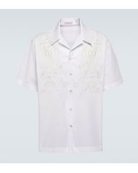 Valentino - Embroidered Cotton Poplin Bowling Shirt - Lyst