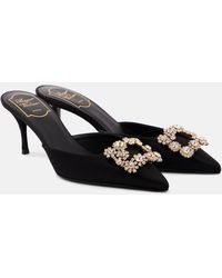 Roger Vivier - Efflorescence 65 Embellished Satin Mules - Lyst