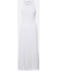 Alaïa - Vestido Midi Acanalado Plisado - Lyst