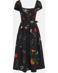 Oscar de la Renta - Floral Cotton-blend Midi Dress - Lyst