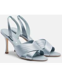 Manolo Blahnik - Viera 90 Satin Slingback Sandals - Lyst
