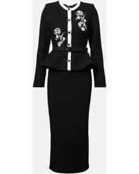 Self-Portrait - Textured Floral-Detail Midi Dress - Lyst