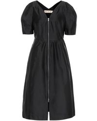 Marni Abito midi in misto seta - Nero