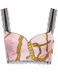 Versace Bralette Chain de seda estampado - Rosa
