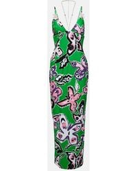 Area - Halterneck Embellished Printed Gown - Lyst