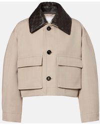 Bottega Veneta - Cropped Leather-Trimmed Wool Jacket - Lyst