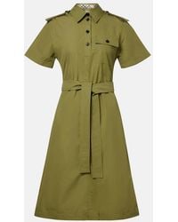 Burberry - Vestido Camisero De Algodon Con Cinturon - Lyst