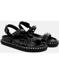 Christian Louboutin - Pyrabizz Waxed-Leather Flat Sandals - Lyst