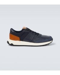 Tod's - Suede-trimmed Leather Sneakers - Lyst